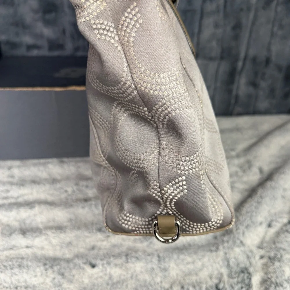 Coach Ashley Dotted Op Art Grey Olive Sateen Satchel Bag F20027
